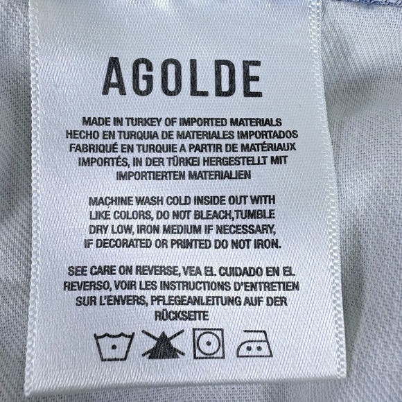 AGOLDE 90s Crop Jeans Womens 29 High Rise Organic Denim Y2K Button Fly Raw Hem - Picture 9 of 16